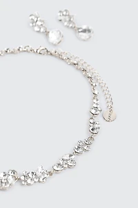 Ensemble collier et boucles d'oreilles à fleurs