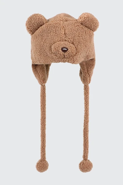 Ardene Kids Sherpa Bear Ear Flap Beanie in Brown | Polyester