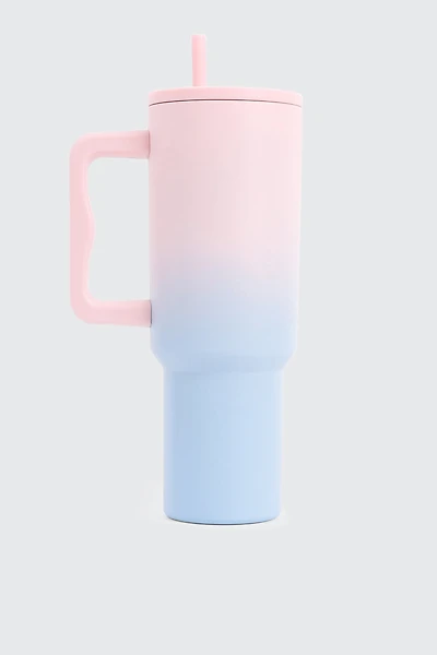 Ardene Ombre Tumbler with Handle in Light Pink | Stainless Steel