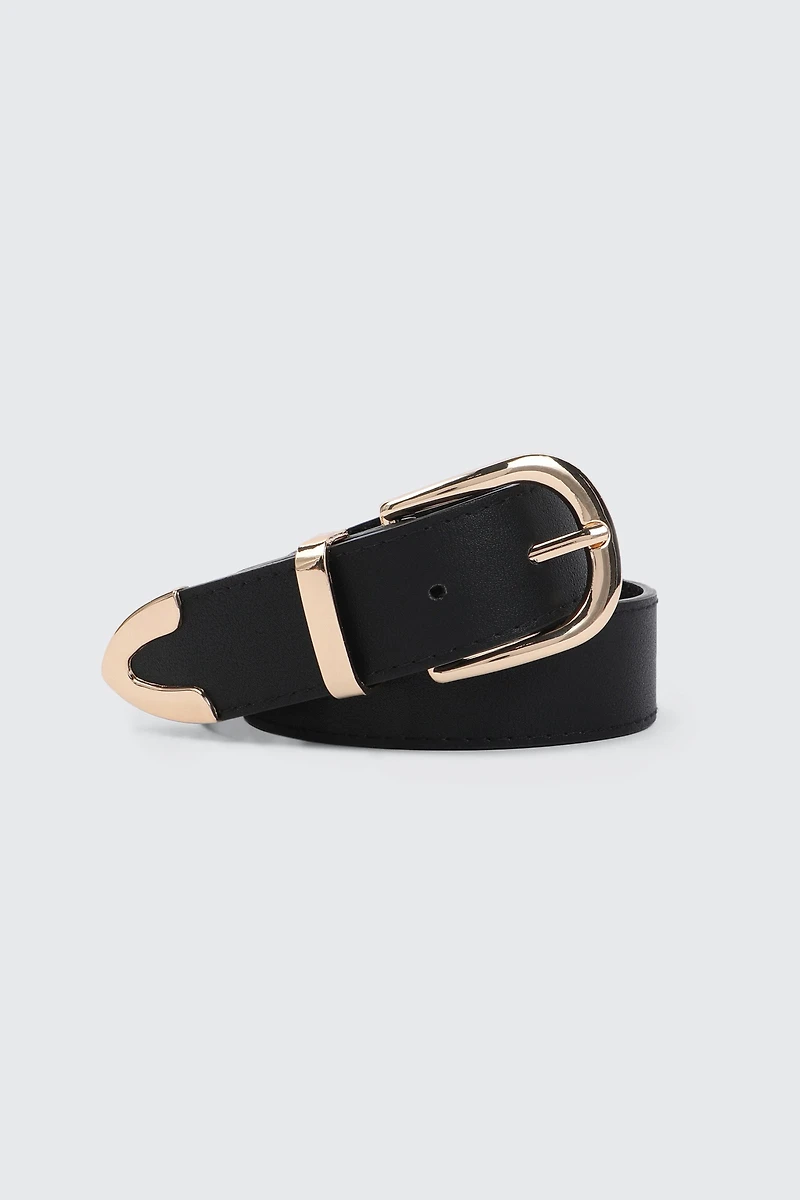 Ardene Belt with Metal Tip in Black | Size Large | Faux Leather