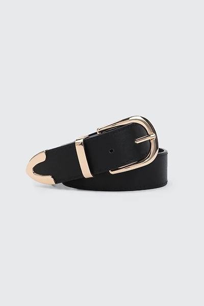 Ardene Belt with Metal Tip in Black | Size Large | Faux Leather
