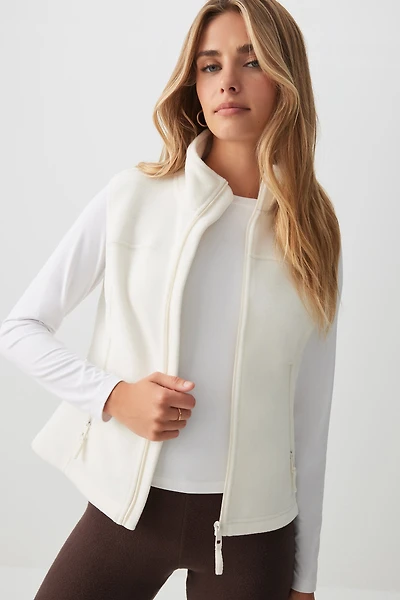 Ardene Polar Fleece Vest in Off-White | Size | Polyester