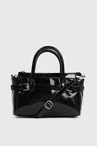 Ardene Small Tote Bag with Buckle Details in | 100% Recycled Polyester/Faux Leather/Faux Suede | Eco-Conscious