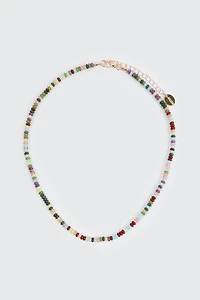 Ardene Colorful Beaded Necklace in Dark Green