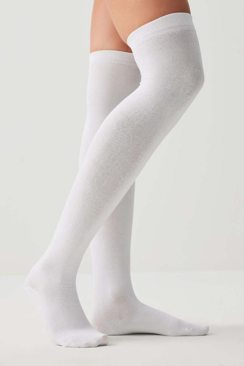 Ardene Super Soft Over The Knee Socks in White | Polyester/Spandex