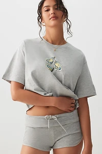 Ardene Boxy Graphic T-Shirt in Grey | Size | 100% Cotton