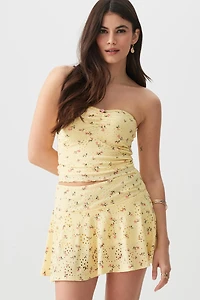 Haut tube fleuri à broderie anglaise