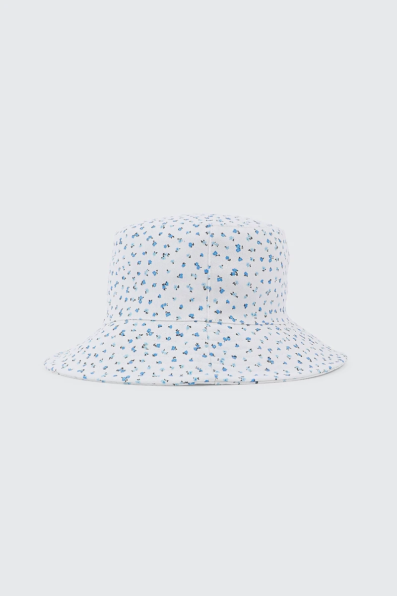 Ardene Ditsy Floral Bucket Hat in White | 100% Cotton