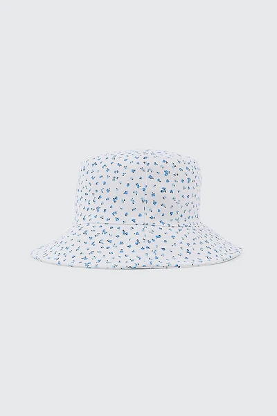 Ardene Ditsy Floral Bucket Hat in White | 100% Cotton