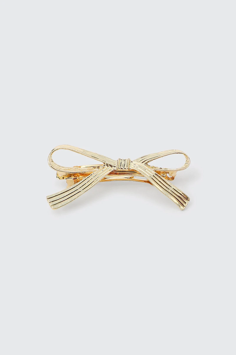 Ardene Bow Barette in Gold
