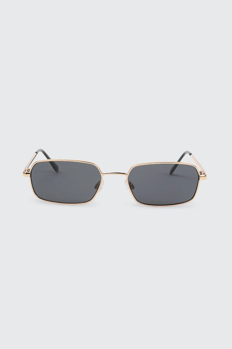 Ardene Slim Rectangular Sunglasses in Gold