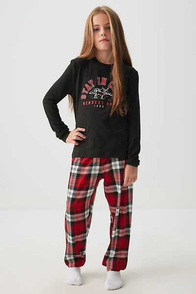 Ardene Kids HUSHKNIT Family PJ Set in Black | Size | Polyester/Elastane | Eco-Conscious
