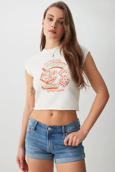 Ardene Crop Cap Sleeve Graphic T-Shirt in | Size | Cotton/Elastane