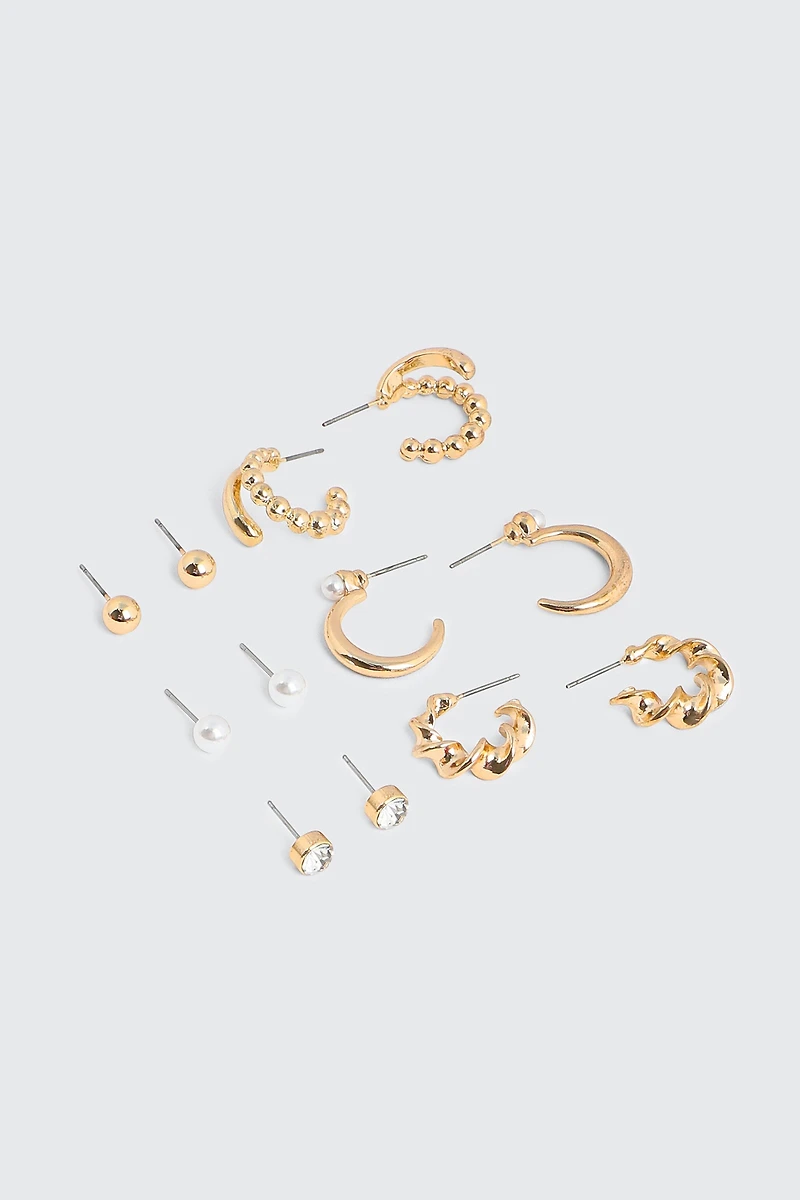 Ardene 6-Pack Hoop & Stud Earrings in Gold | Stainless Steel