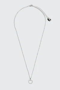 Collier à pendentif cercle plaqué or blanc 14K