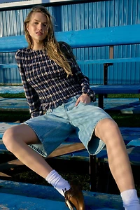 Ardene Low Rise Jorts in Light Blue | Size | 100% Cotton