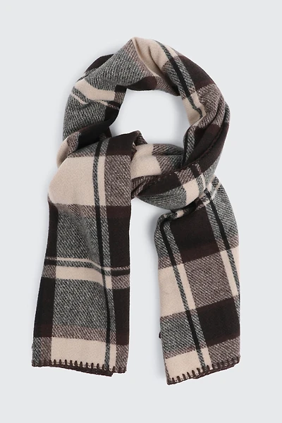 Ardene Plaid Blanket Stitch Scarf in | Polyester