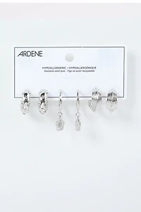 3 paires d'anneaux à breloques fleurs