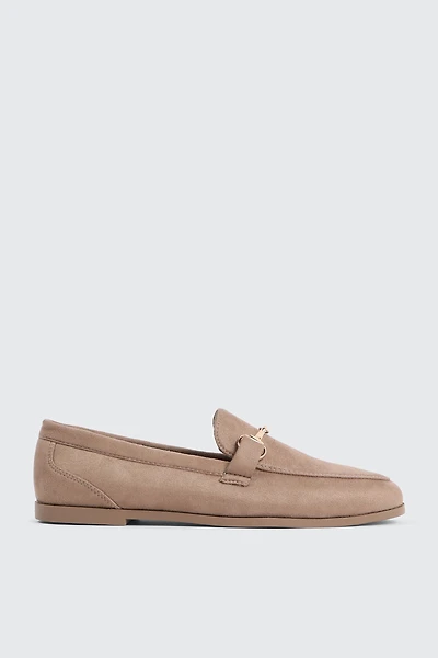 Ardene Loafers with Chain Detail in Beige | Size | Faux Suede