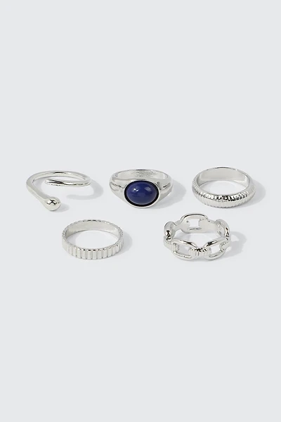 Ardene 5-Pack Statement Rings in Silver | Size