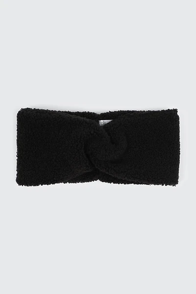 Ardene Knotted Sherpa Headband in Black | Polyester