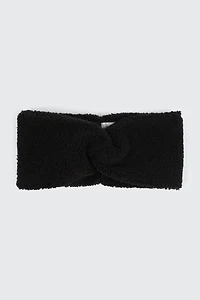 Ardene Knotted Sherpa Headband in Black | Polyester