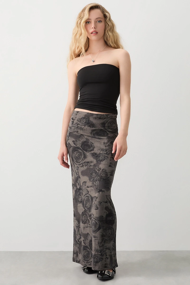 Ardene Two-Way Super Soft Maxi Skirt in Dark Grey | Size | Polyester/Spandex