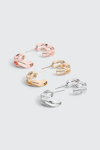 Lot de 3 paires d'anneaux ondulés