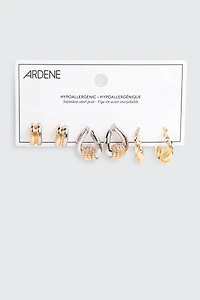 3 paires d'anneaux de style rétro