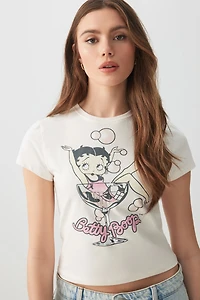 Ardene Betty Boop Baby T-Shirt in White | Size | Spandex/Cotton