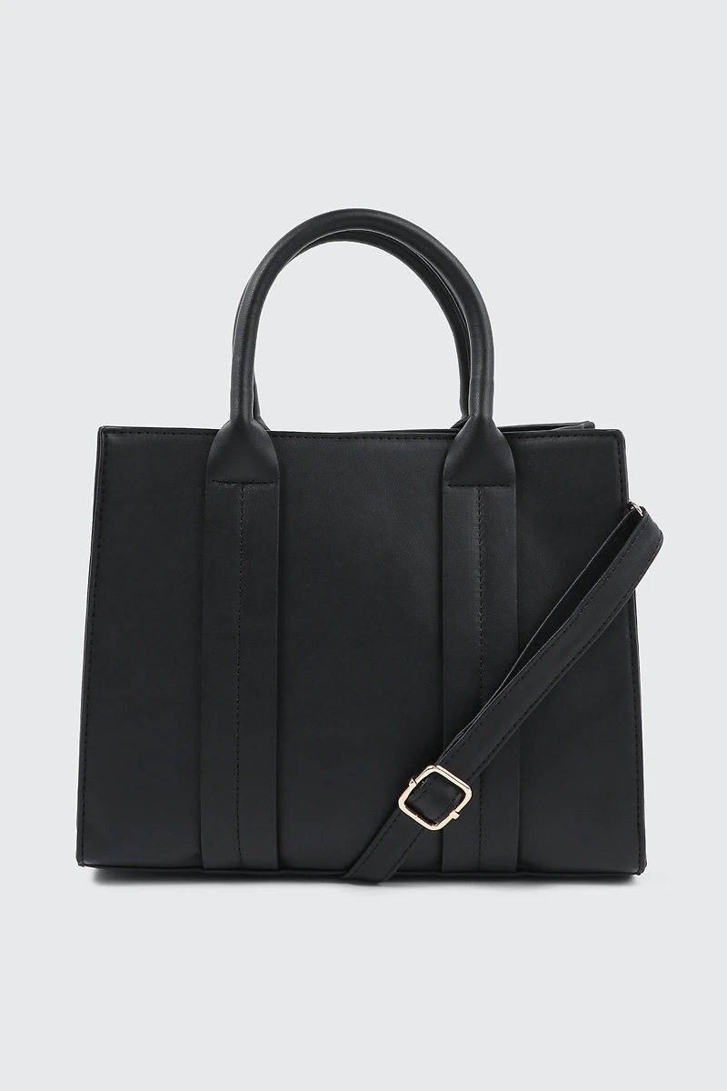 Ardene Faux leather Structured Handbag in Black | 100% Recycled Polyester/Faux Leather | Eco-Conscious