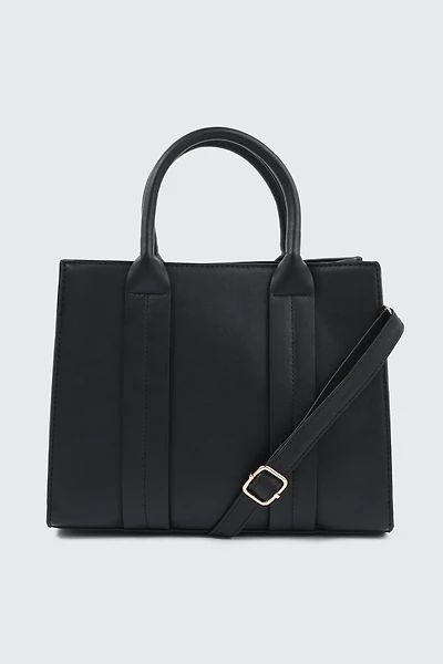 Ardene Faux leather Structured Handbag in Black | 100% Recycled Polyester/Faux Leather | Eco-Conscious