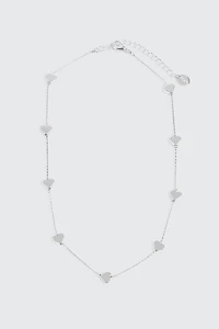 Ardene All Around Mini Metallic Heart Necklace in Silver