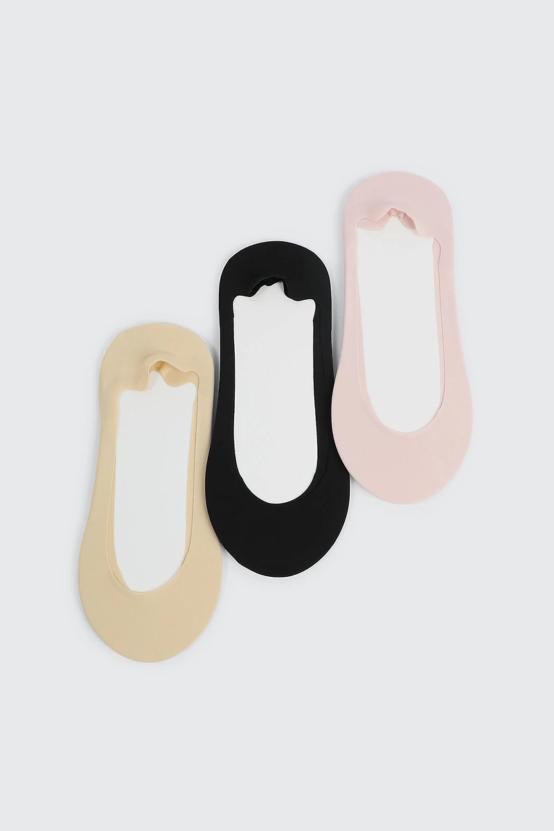 Ardene 3-Pack Mid Cut Shoe Liners in Light Pink | Nylon/Spandex