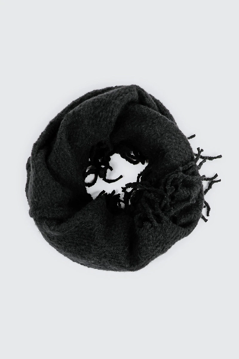 Ardene Fringed Infinity Scarf in Black | Polyester