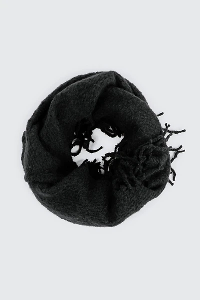 Ardene Fringed Infinity Scarf in Black | Polyester