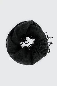 Ardene Fringed Infinity Scarf in Black | Polyester