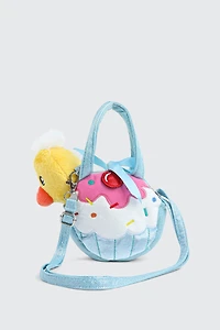 Ardene Kids Purse with Animal Plushie in Light Blue | Polyester