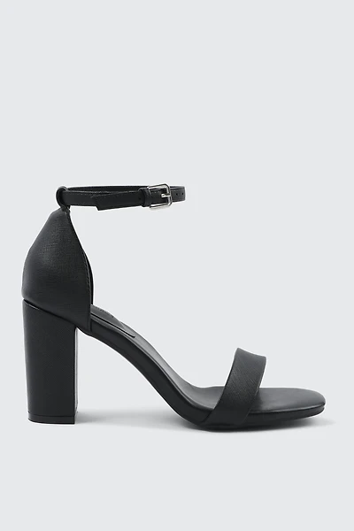 Ardene Block Heel Sandals in Black | Size | Faux Suede