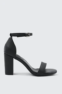 Ardene Block Heel Sandals in Black | Size | Faux Suede