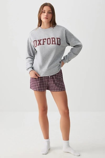 Ardene Graphic Lounge Sweatshirt in Grey | Size | Polyester/Cotton | Fleece-Lined | Eco-Conscious