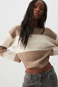 Ardene Super Soft Short Jacquard Sweater in Brown | Size | Polyester/Elastane