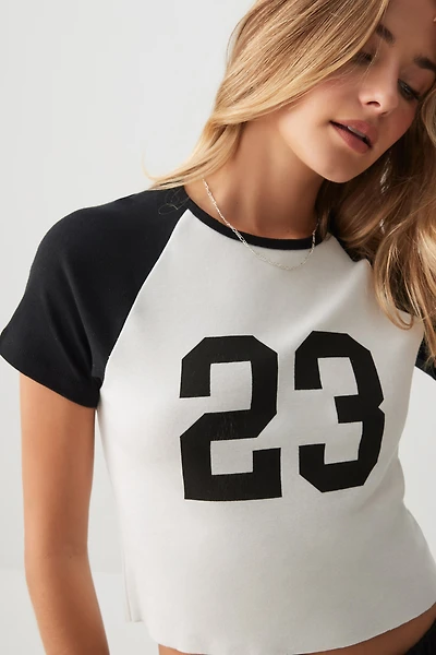 Ardene Ultra Crop Raglan T-Shirt in Black | Size | 100% Cotton