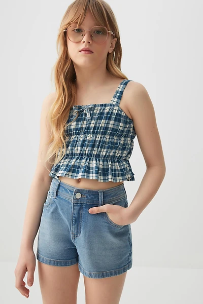 Ardene Kids Denim Shorts in Medium Blue | Size | Spandex/Cotton