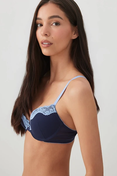 Soutien-gorge pigeonnant à bordure dentelle