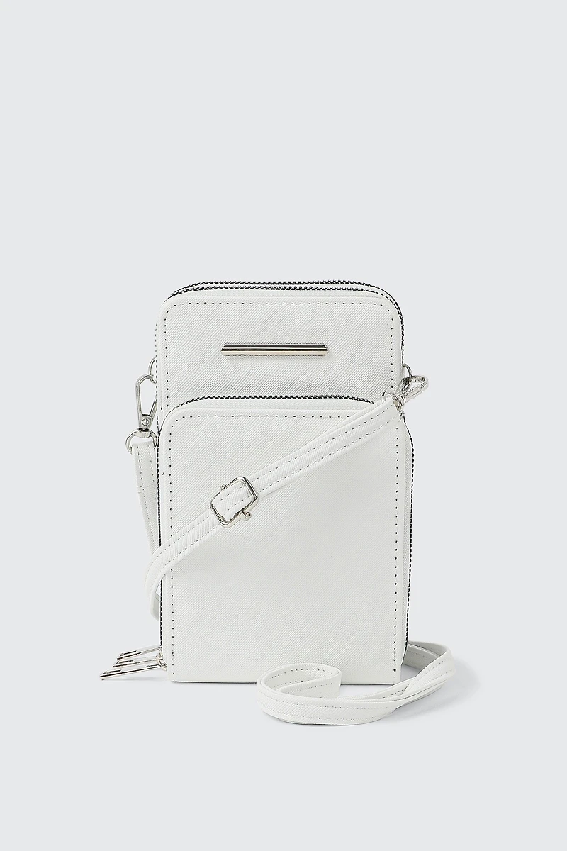 Ardene Faux Leather Phone Bag in White | 100% Recycled Polyester/Faux Leather | Eco-Conscious