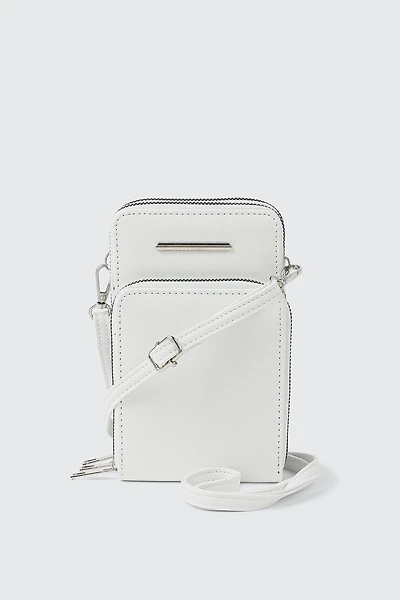 Ardene Faux Leather Phone Bag in White | 100% Recycled Polyester/Faux Leather | Eco-Conscious