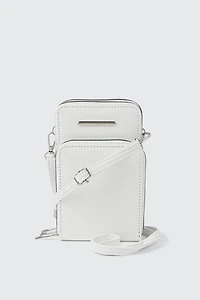 Ardene Faux Leather Phone Bag in White | 100% Recycled Polyester/Faux Leather | Eco-Conscious