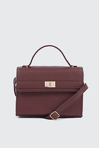 Ardene Faux leather Square Handbag in Burgundy | 100% Recycled Polyester/Faux Leather | Eco-Conscious