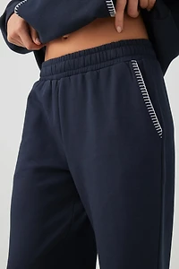 Pantalon à jambe large en molleton point roulé